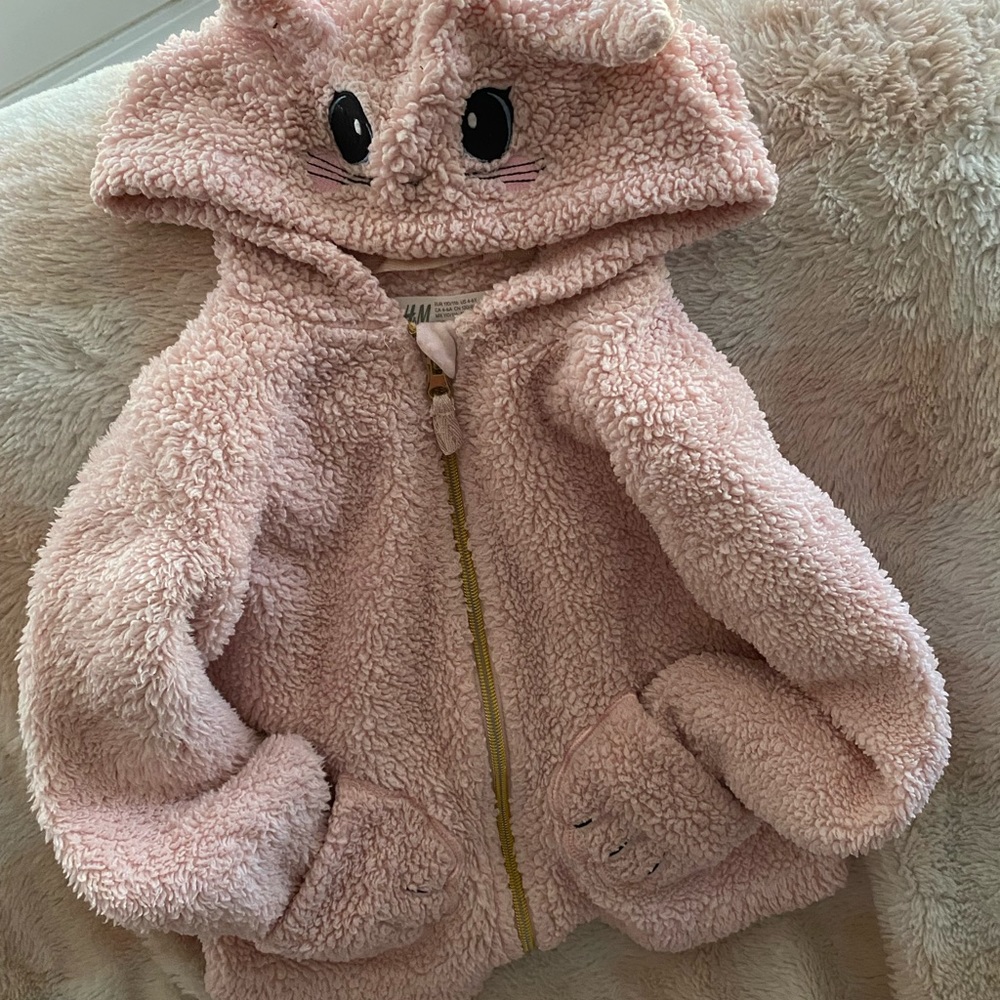 Girls 4-6 Fluffy Cat Zip-up Hooded Jacket